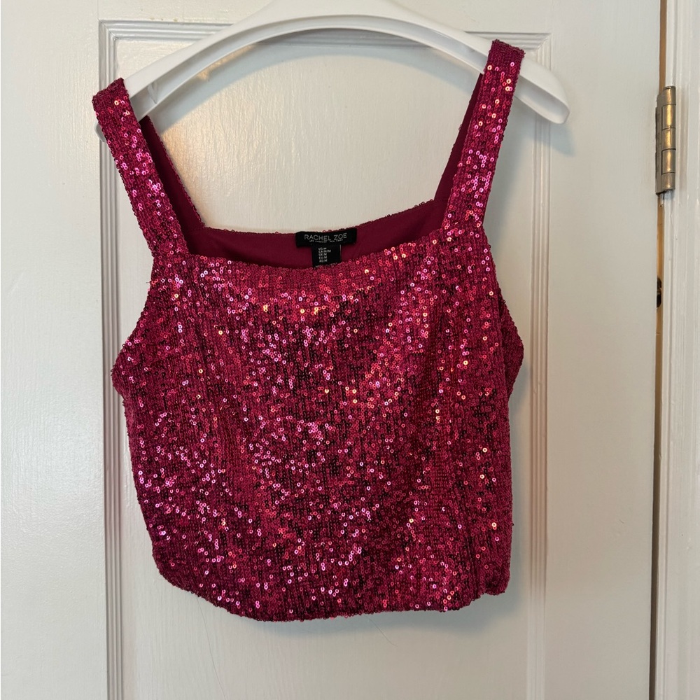 Rachel Zoe Fuchsia Sequin Crop Top